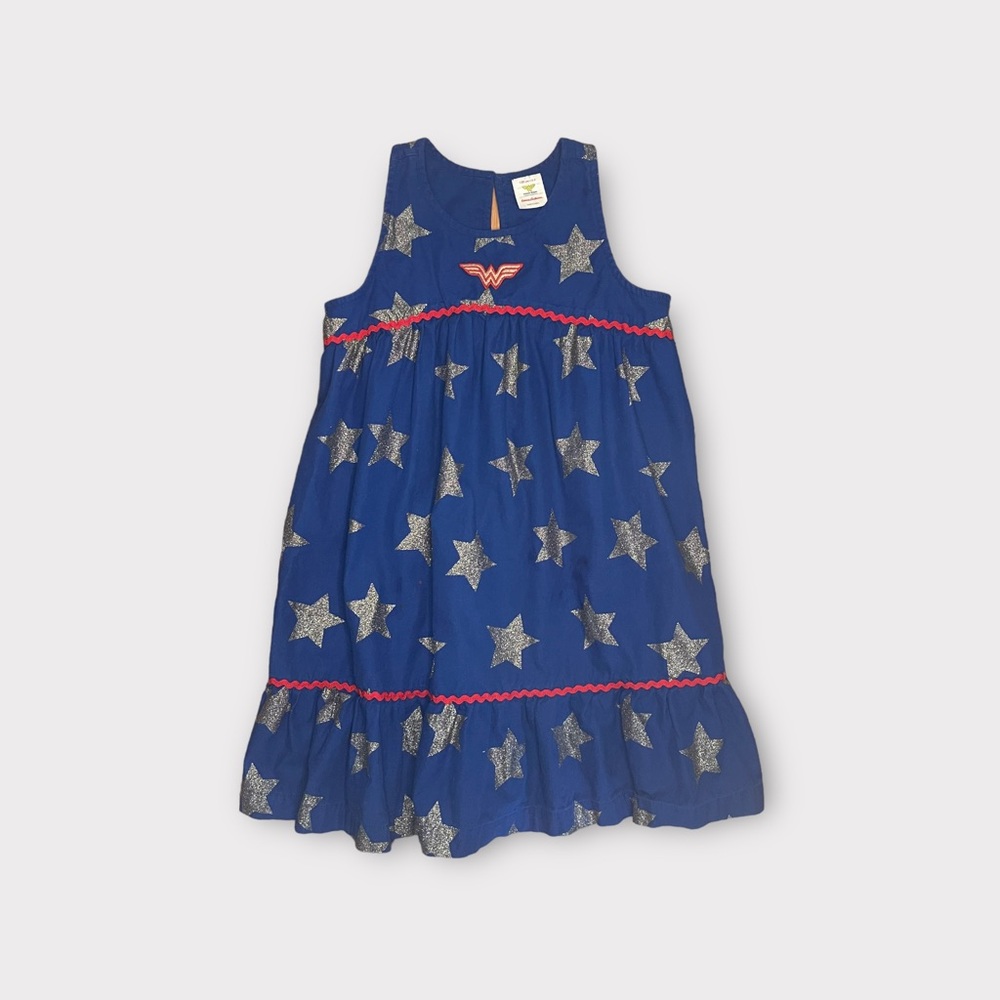 Hanna Andersson x DC Wonder Woman Shiny Star Pattern Blue Dress